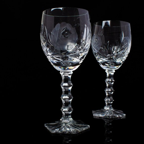 Crystal Wine Glasses | Beautifully Etched with Floral Designs | Set of 2 - Picture 7 of 8